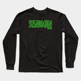 SYSADMIN SIMPLE | Professions | Green Outline Long Sleeve T-Shirt